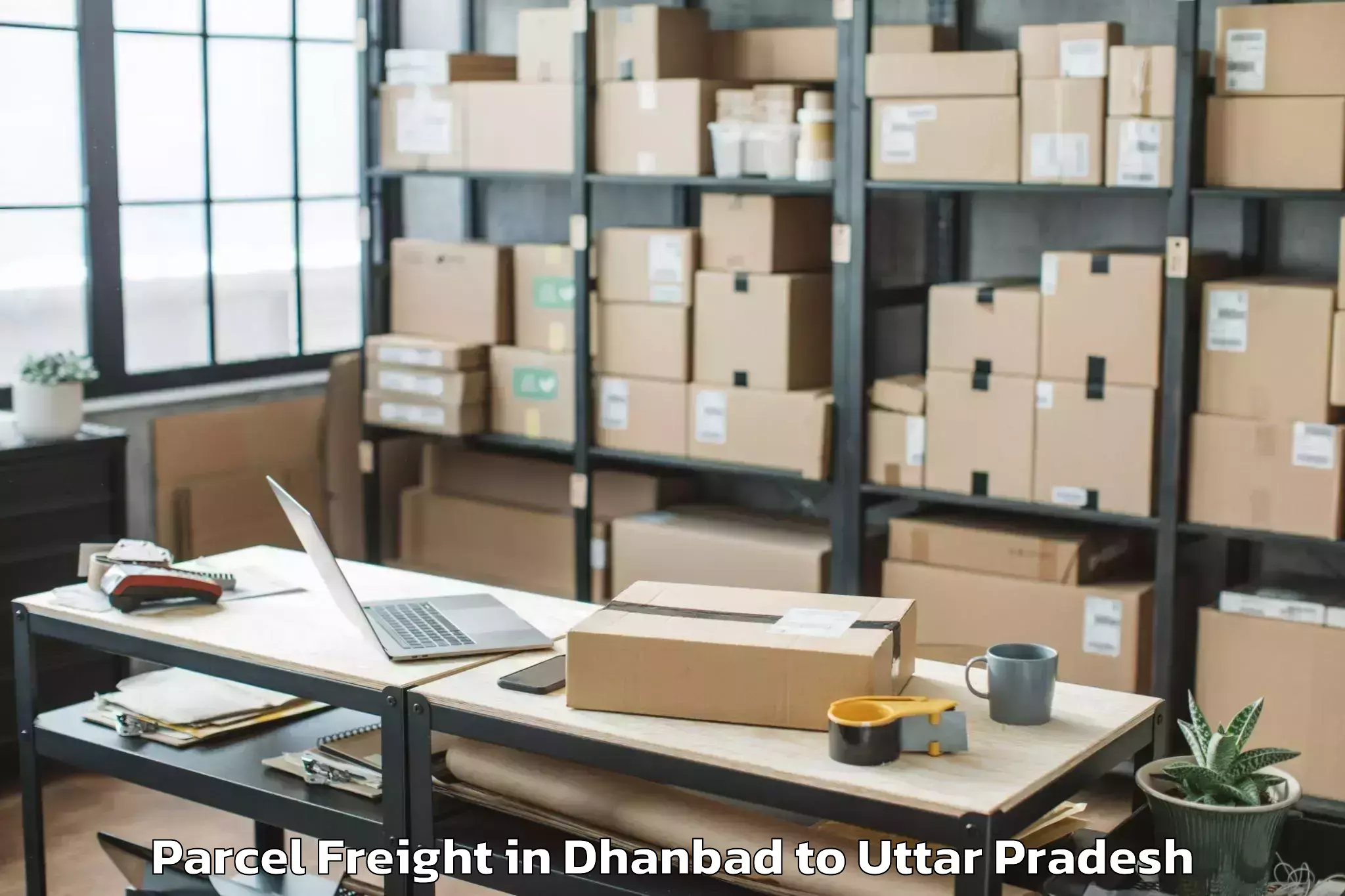 Hassle-Free Dhanbad to Lalganj Ajhara Parcel Freight